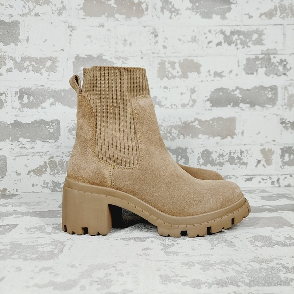 NEW Steve Madden Halona Natural Tan Leather Ankle Boots A525 - Picture 6 of 11